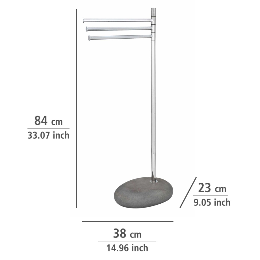 WENKO 19493100 - Pyyheteline PEBBLE STONE 38x84 cm kiiltävä kromi/harmaa