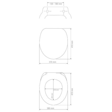 WENKO 20077100-WC istuinkansi PRIMA 37x41 cm musta/hopea