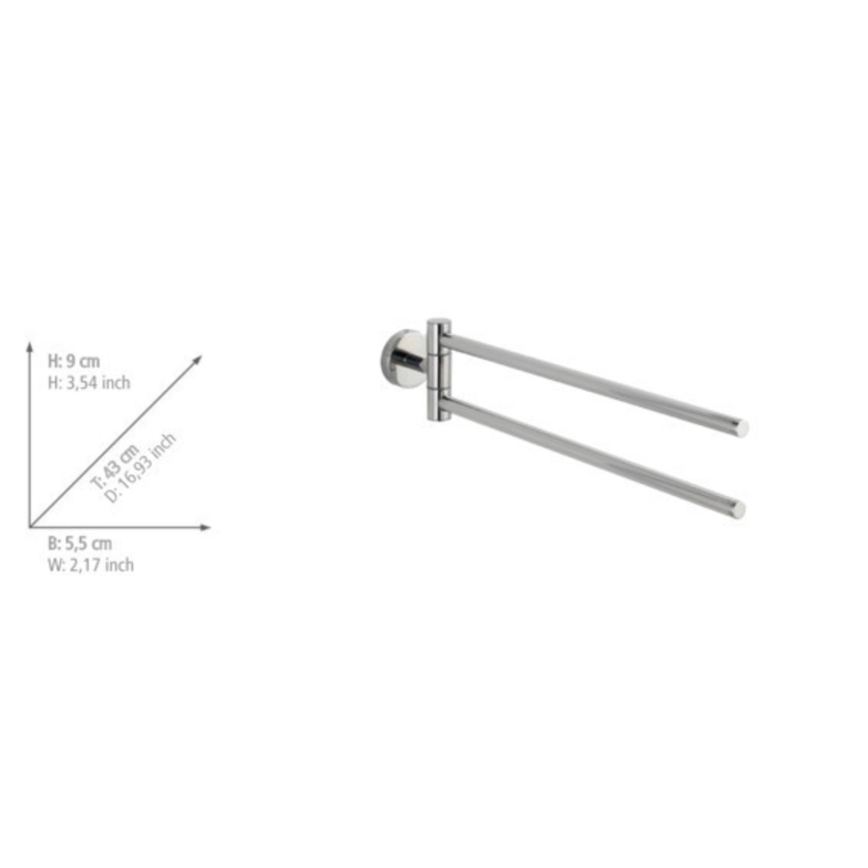 WENKO 20213100 - BOSIO SHINE pyyheteline 43x9 cm ruostumatonta terästä/hopeanvärinen