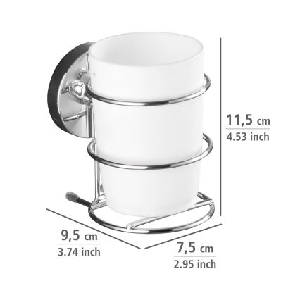 WENKO 20880100-Muki VACUUM-LOC MILAZZO 7,5x11,5 cm kiiltävä kromi/valkoinen