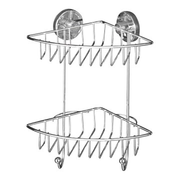 WENKO 20888100-Kulmahylly VACUUM-LOC RUND STAH 22,5x29,5 cm kiiltävä kromi