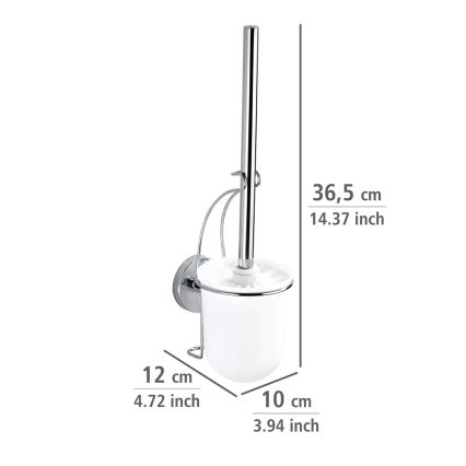 WENKO 20898100-WC-harja VACUUM-LOC MILAZZO 10x34 cm ruostumaton teräs/kiiltävä kromi/valkoinen