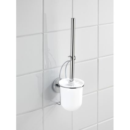 WENKO 20898100-WC-harja VACUUM-LOC MILAZZO 10x34 cm ruostumaton teräs/kiiltävä kromi/valkoinen