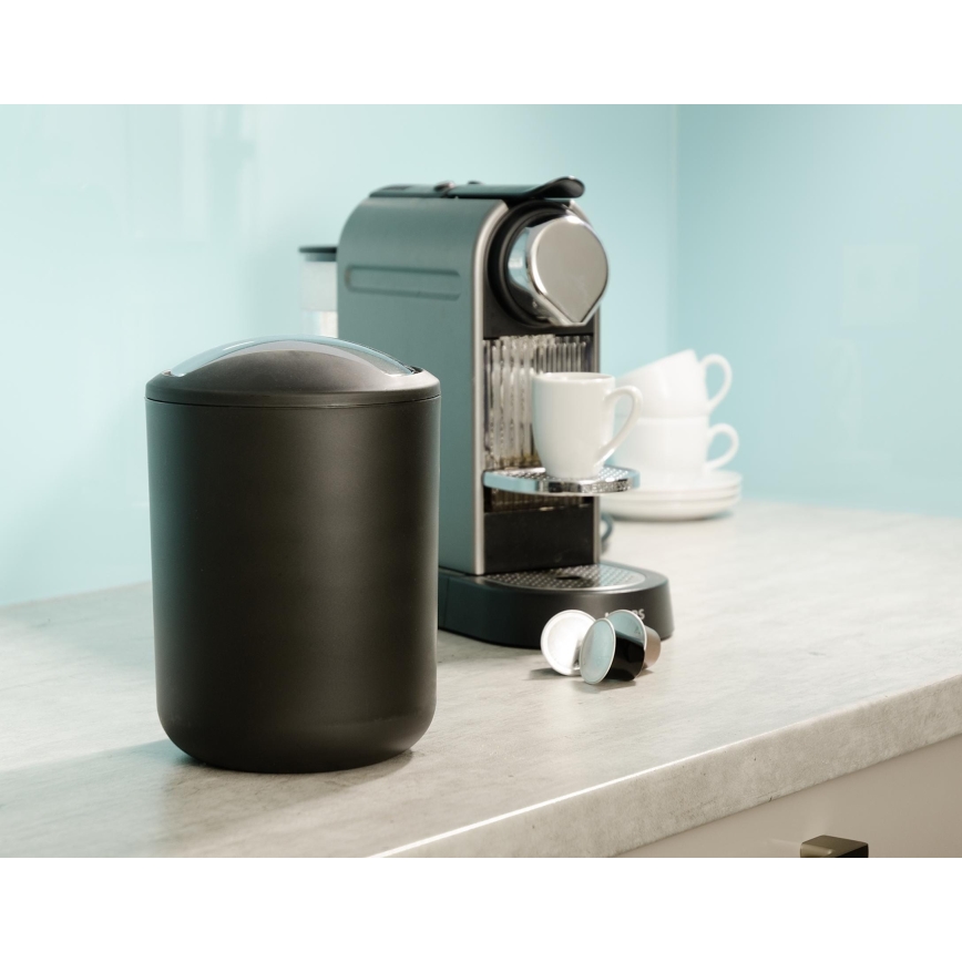 WENKO 21211100 - Roskakori BRASIL 14x21 cm musta/kiiltävä kromi