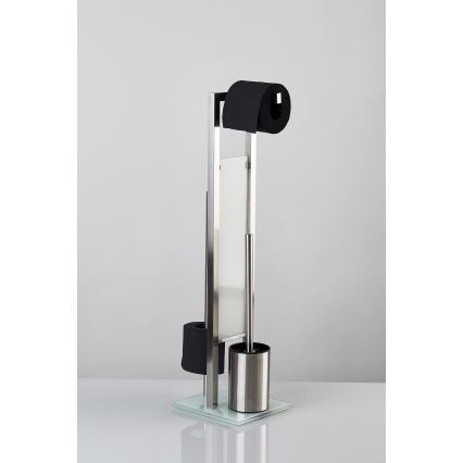 WENKO 21564100 - WC-harja RIVALTA 18x70 cm ruostumatonta terästä/hopea/valkoinen/musta