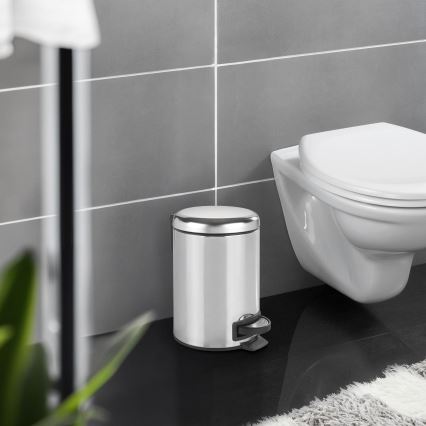 WENKO 22444100 - Roskakori LEMAN 17x25 cm ruostumaton teräs/hopea/musta