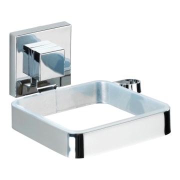 WENKO 22682100 -Hiustenkuivaajan pidike VACUUM-LOC QUADRO ED 13,5x14 cm hopea/kromi