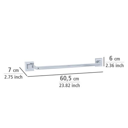 WENKO 22684100-Pyyheteline VACUUM-LOC QUADRO ED 60,5x6 cm hopea/kiiltävä kromi