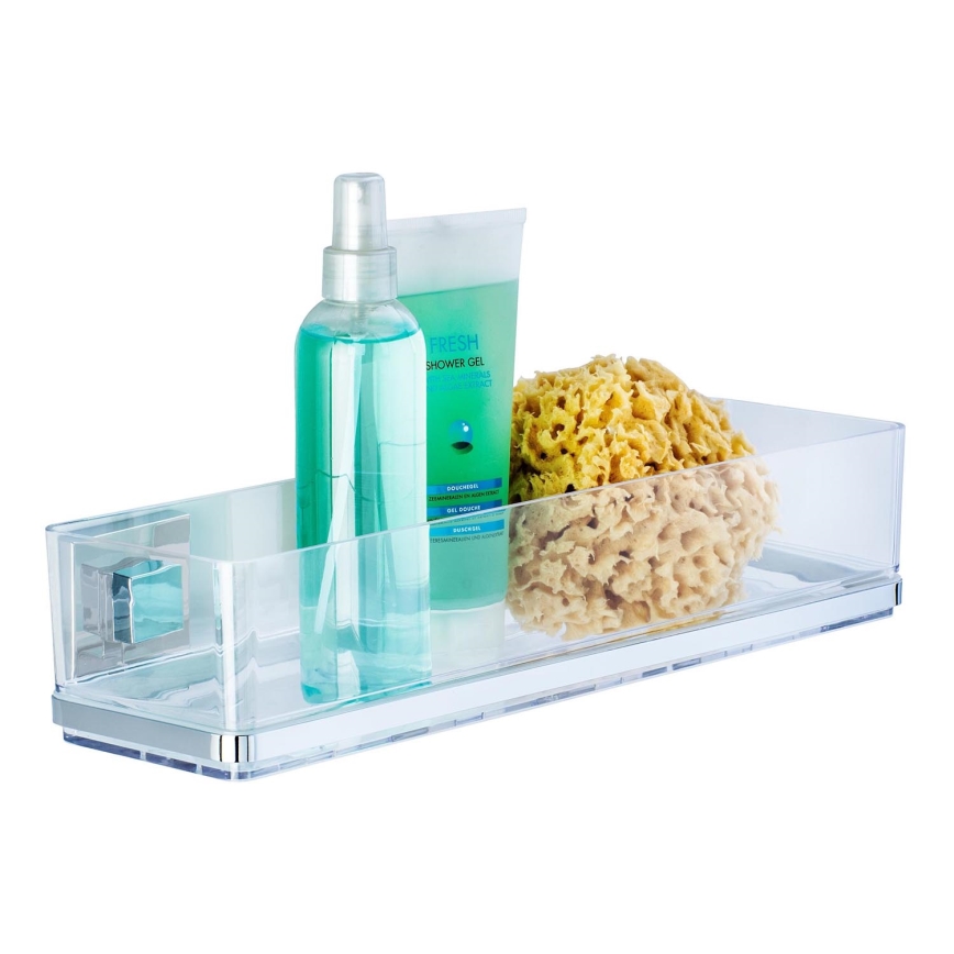 WENKO 22685100 - VACUUM-LOC QUADRO ED - hylly 38,5 x 14,5 cm, hopeanvärinen/kiiltävä kromi