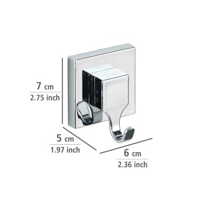 WENKO 22688100 - VACUUM-LOC QUADRO ED koukku 6x7 cm, hopeanvärinen/kiiltävä kromi