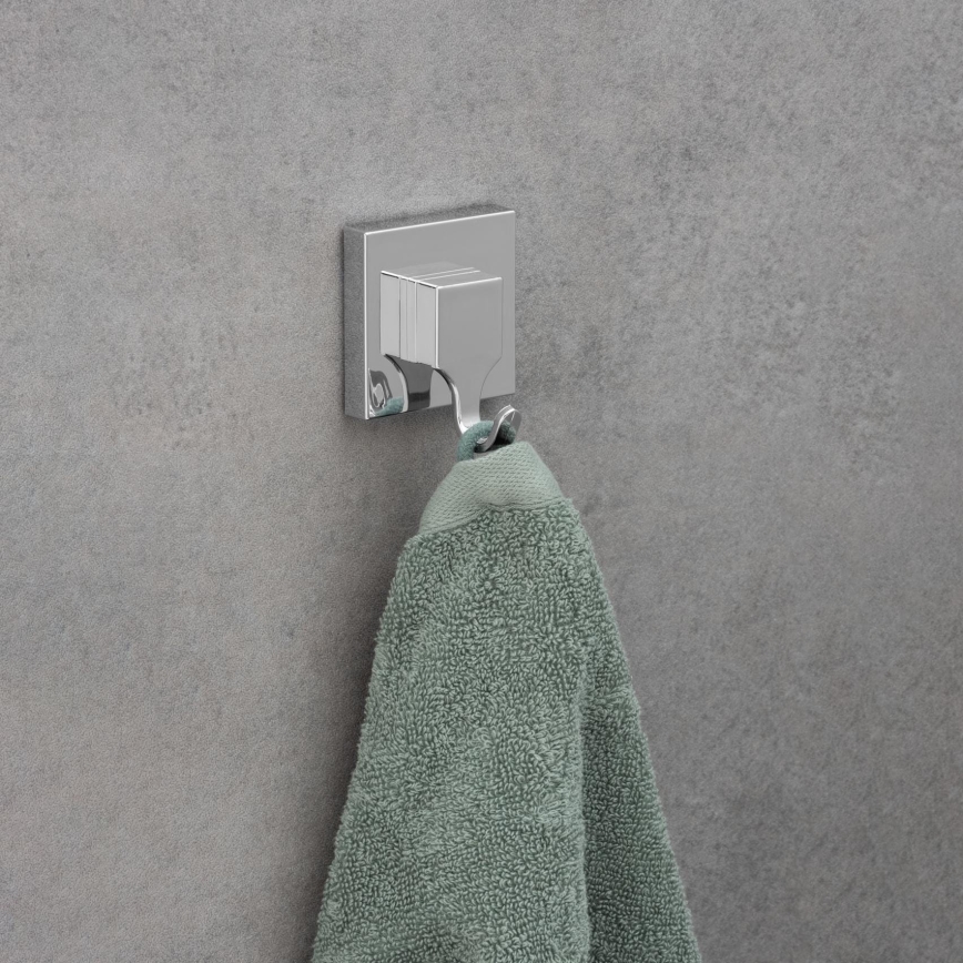 WENKO 22688100 - VACUUM-LOC QUADRO ED koukku 6x7 cm, hopeanvärinen/kiiltävä kromi