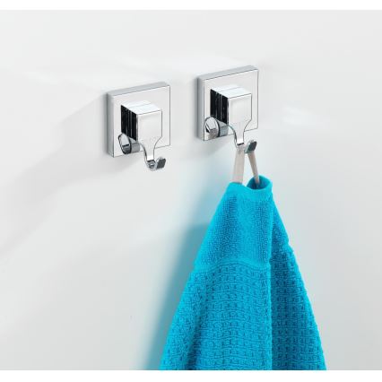 WENKO 22688100 - VACUUM-LOC QUADRO ED koukku 6x7 cm, hopeanvärinen/kiiltävä kromi