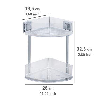 WENKO 22690100-Kulmahylly VACUUM-LOC QUADRO ED 28x32,5 cm hopea/kiiltävä kromi