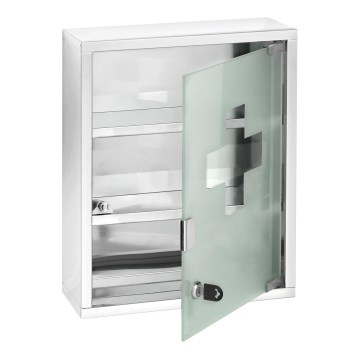 WENKO 22924100 - Ensiapukaappi 30x40 cm ruostumaton teräs/hopea