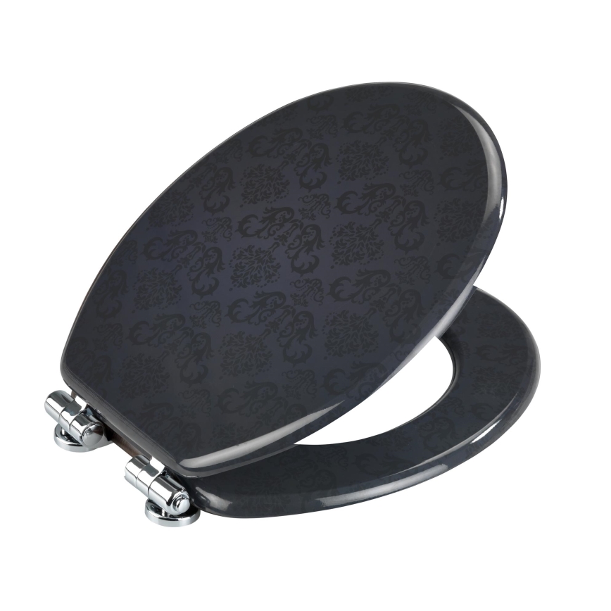 WENKO 22977100-WC-istuinkansi BELLEVUE 35,5x42,5 cm antrasiitti/hopea