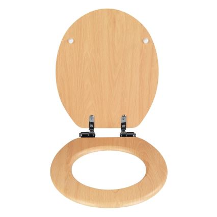 WENKO 22979100-WC-istuinkansi luonnonvärinen pyökki 35,5x42,5 cm ruskea/hopea