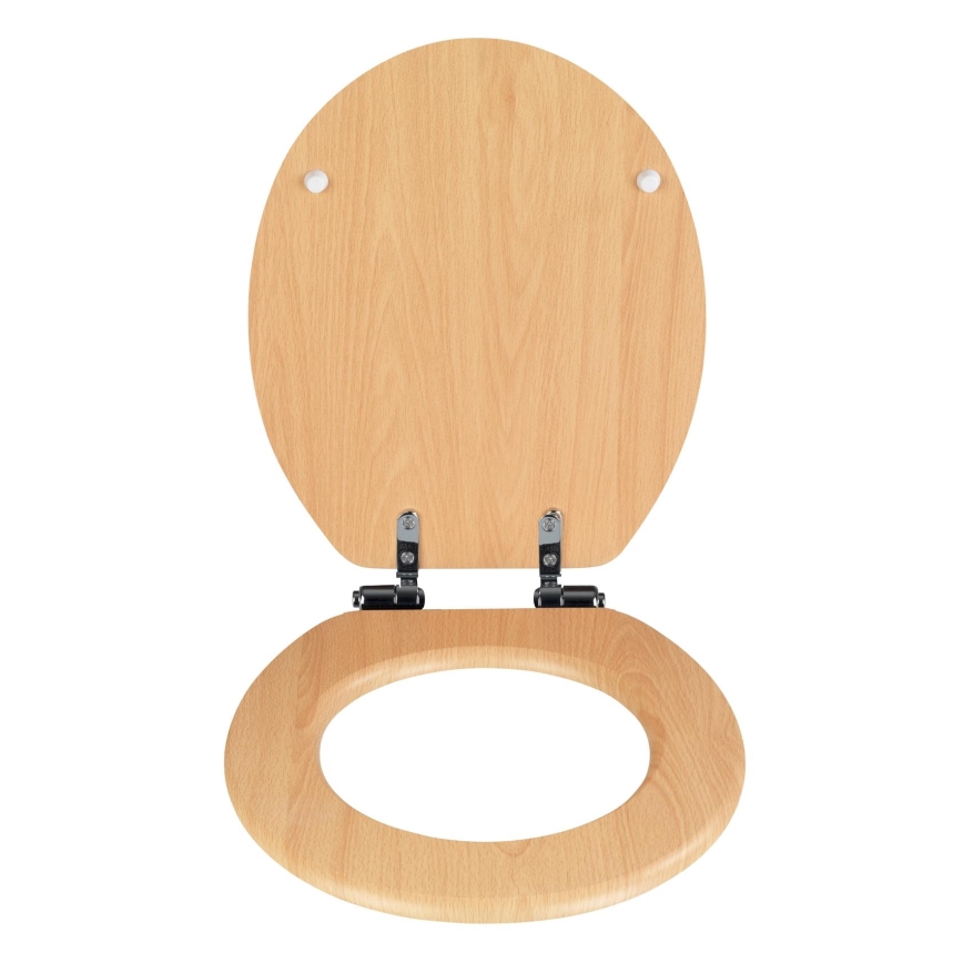 WENKO 22979100-WC-istuinkansi luonnonvärinen pyökki 35,5x42,5 cm ruskea/hopea
