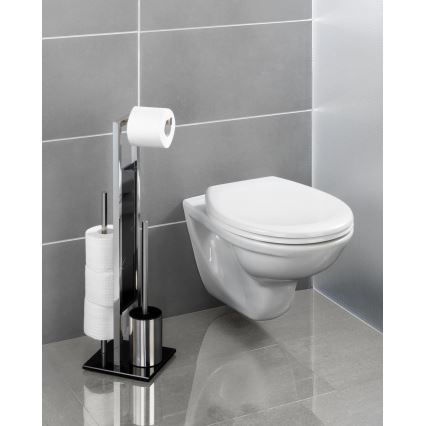 WENKO 22983100 - WC-harja RIVALTA 18x70 cm ruostumaton teräs/hopea/musta