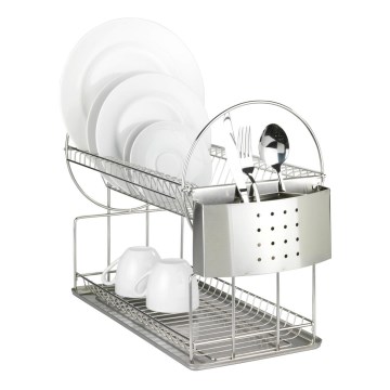 WENKO 2329100 - Astioiden kuivausteline DUO 21x33 cm ruostumaton teräs/hopea