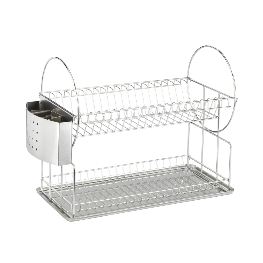 WENKO 2329100 - Astioiden kuivausteline DUO 21x33 cm ruostumaton teräs/hopea