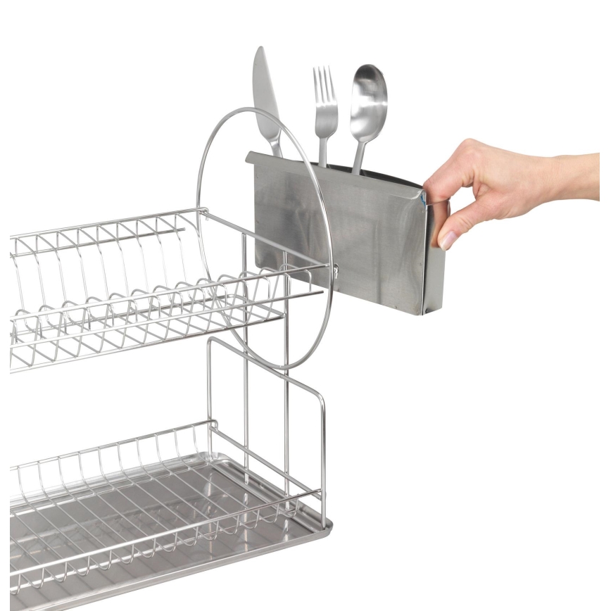 WENKO 2329100 - Astioiden kuivausteline DUO 21x33 cm ruostumaton teräs/hopea