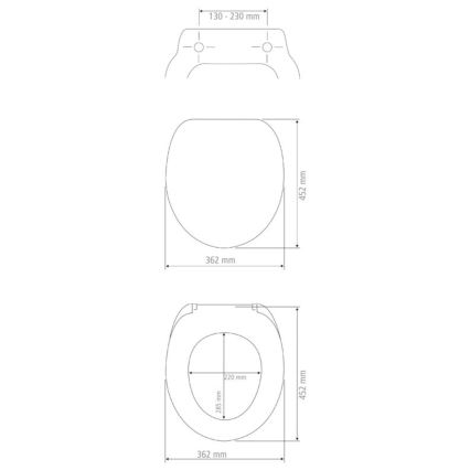 WENKO 23828100-WC WC-istuin SEDILO 45,2x36,2 cm harmaa/hopea