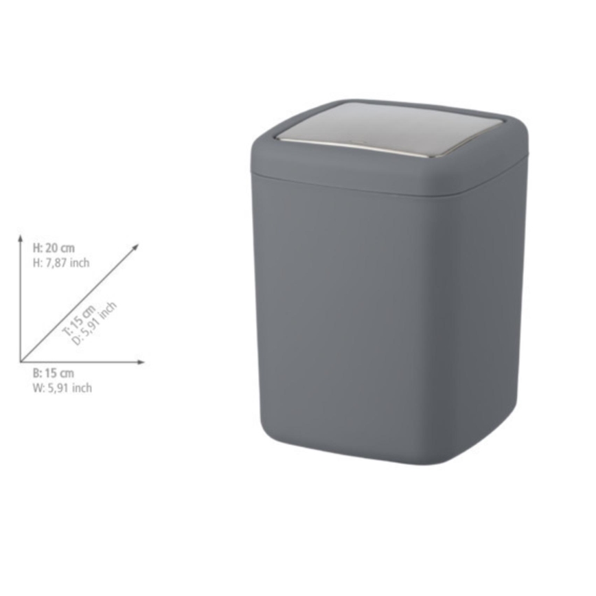 WENKO 23979100 - Roskakori BARCELONA 15x20 cm antrasiitti/kiiltävä kromi