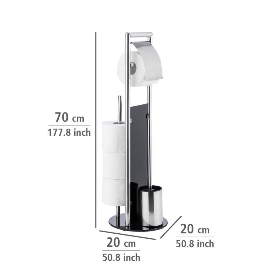 WENKO 24075800 - WC-setti RAVINA 20x707 cm ruostumaton teräs/hopea/musta