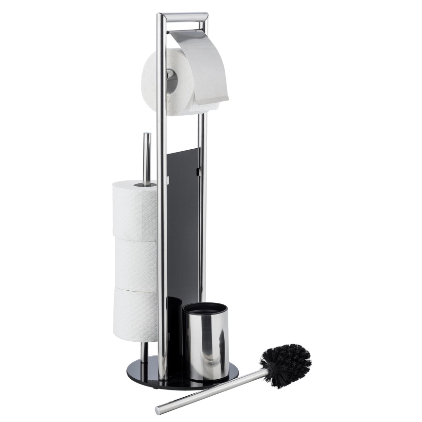WENKO 24075800 - WC-setti RAVINA 20x707 cm ruostumaton teräs/hopea/musta