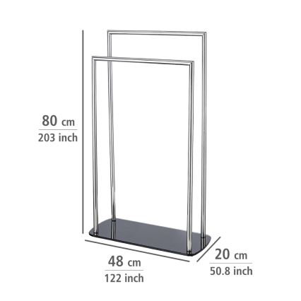WENKO 24076800 - Pyyheteline RAVINA 48x80 cm ruostumaton teräs/hopea/musta