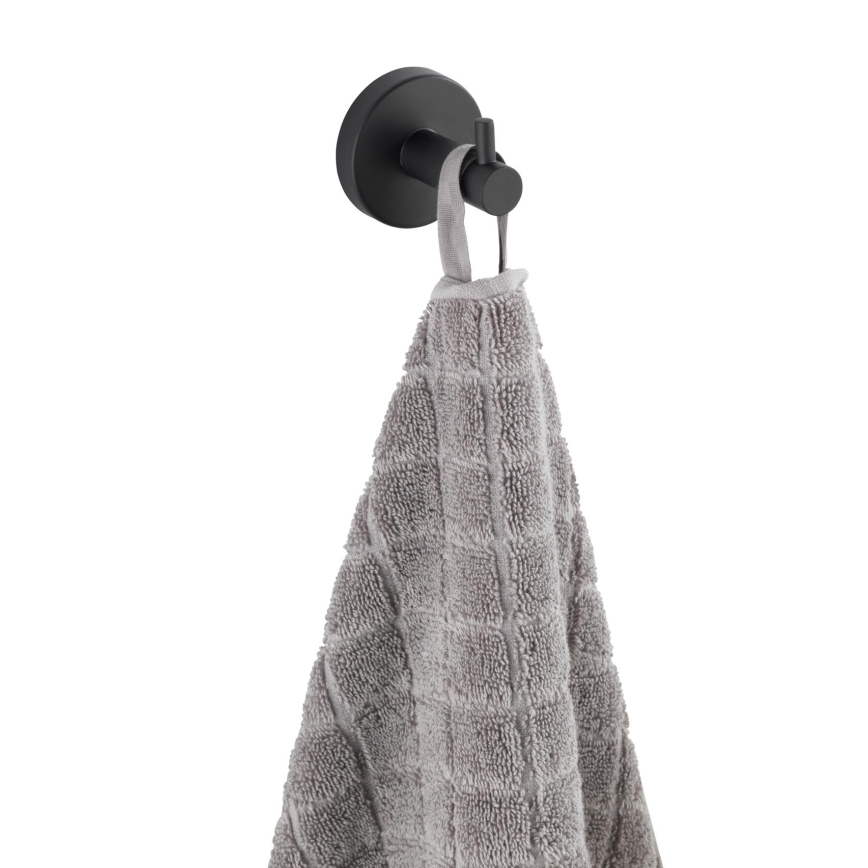 WENKO 24232100-Koukku BOSIO BLACK 5,5x5,5 cm ruostumaton teräs/hopea