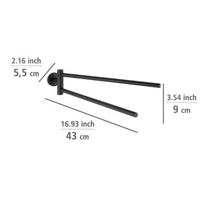 WENKO 24238100-Pyyheteline BOSIO BLACK 5,5x43 cm ruostumaton teräs/hopea