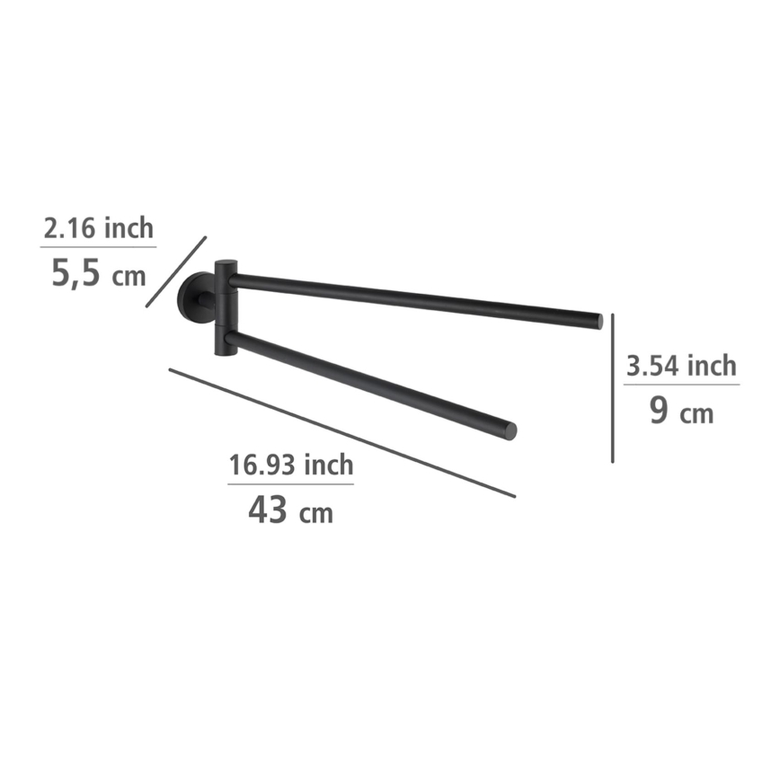 WENKO 24238100-Pyyheteline BOSIO BLACK 5,5x43 cm ruostumaton teräs/hopea