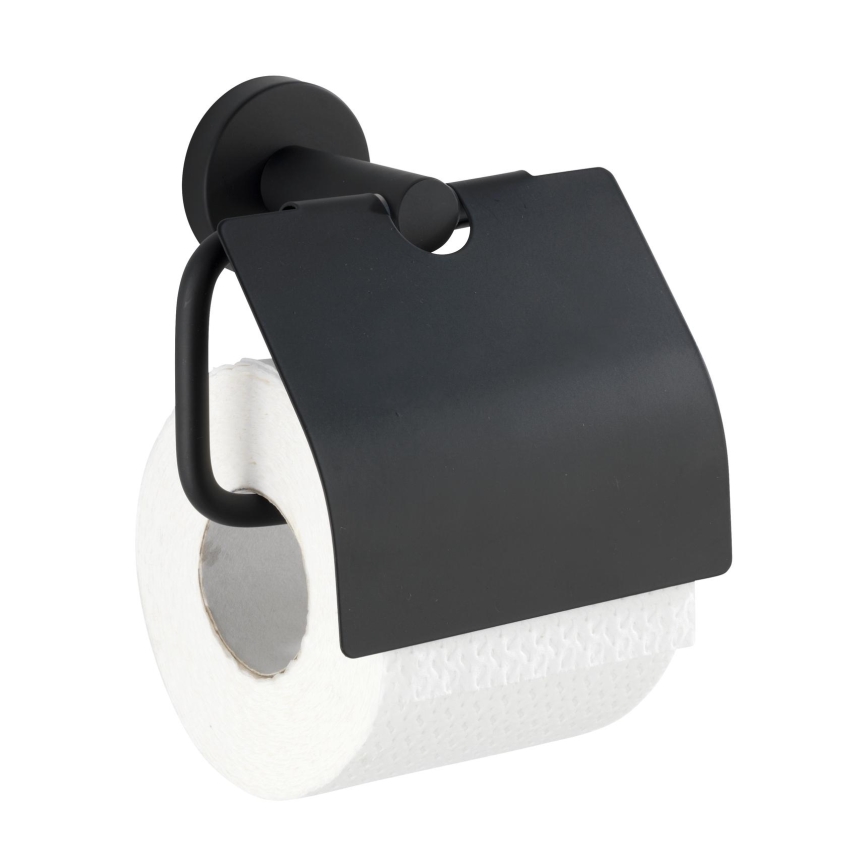 WENKO 24241100-WC-paperiteline BOSIO BLACK 15x13,5 cm ruostumaton teräs/hopea