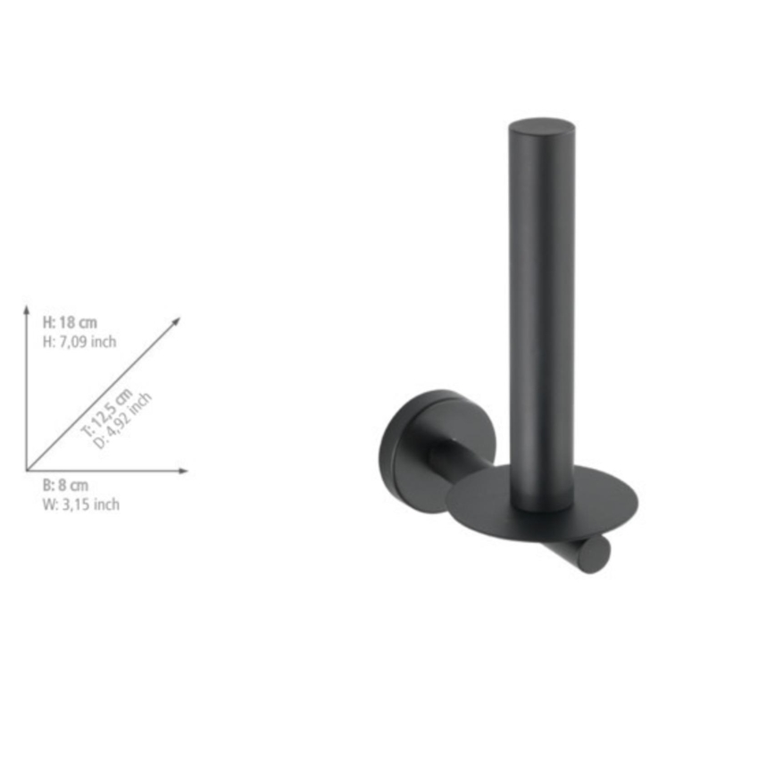WENKO 24262100-WC-paperiteline BOSIO BLACK 8x18 cm ruostumaton teräs/hopeanvärinen