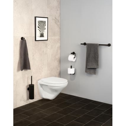WENKO 24262100-WC-paperiteline BOSIO BLACK 8x18 cm ruostumaton teräs/hopeanvärinen