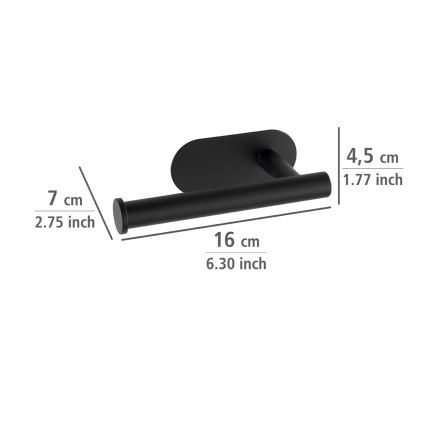 WENKO 24287100-WC-paperiteline TURBO-LOC OREA BLACK 16x7 cm ruostumaton teräs/musta