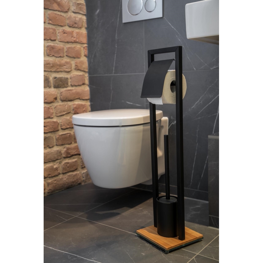 WENKO 24751100 - WC-setti BAMBU⁠SA 18x72,5 cm musta/ruskea
