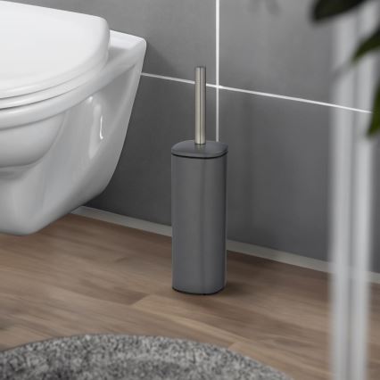WENKO 24777100 - WC-setti ALASSIO 9,3x39,2 cm ruostumaton teräs/harmaa