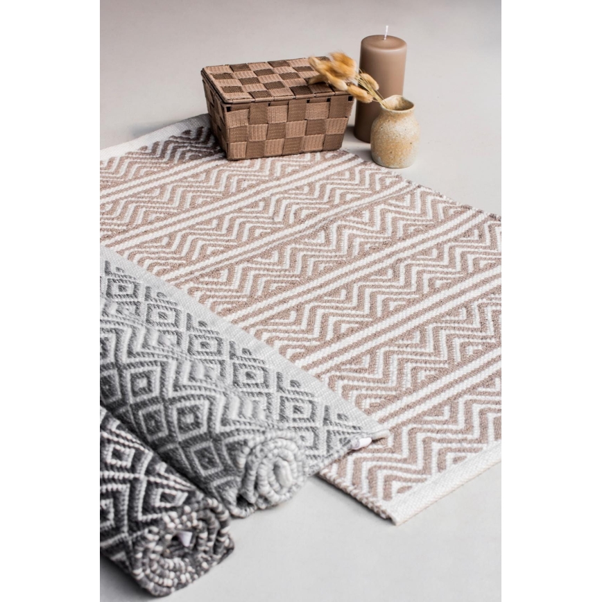 WENKO 24868100 - SHAKI-matto 50 x 80 cm, beige/valkoinen