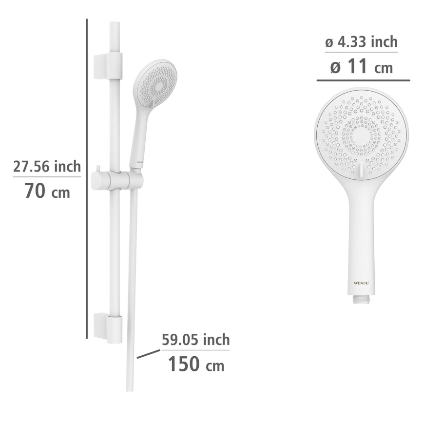 WENKO 24916100 - 70 cm Vesisäästöjärjestelmällä varustettu suihkusetti, valkoinen
