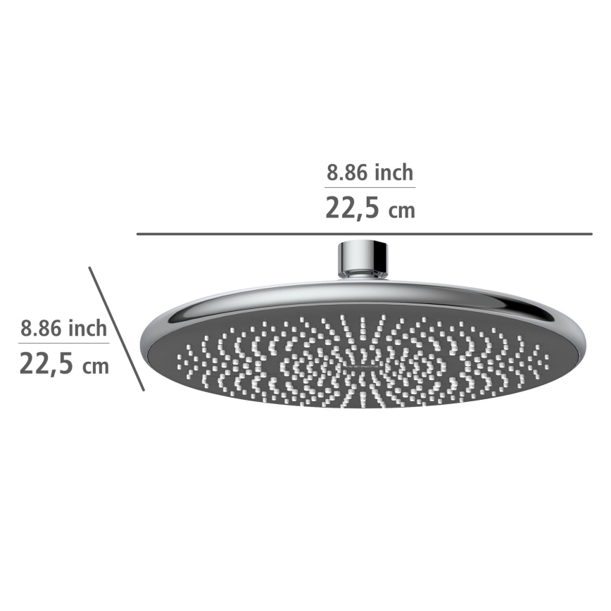 WENKO 24926100 - Suihkupää vedensäästöjärjestelmällä 22,5x22,5 cm kiiltävä kromi/harmaa