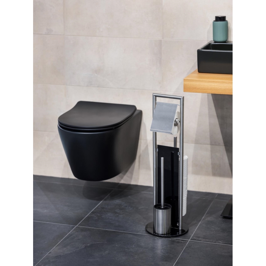 WENKO 24981800 - WC-setti RAVINA 20x70 cm ruostumaton teräs/hopeanvärinen