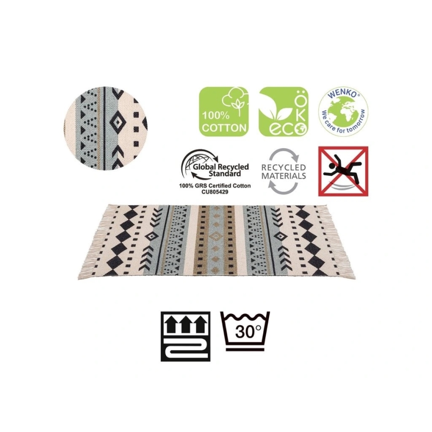 WENKO 25277100-Matto kierrätetystä puuvillasta 80x50 cm, monivärinen