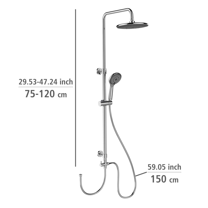WENKO 25310100 - Suihkusarja VEDENSÄÄSTÖJÄRJESTELMÄ, ruostumaton teräs/kiiltävä kromi