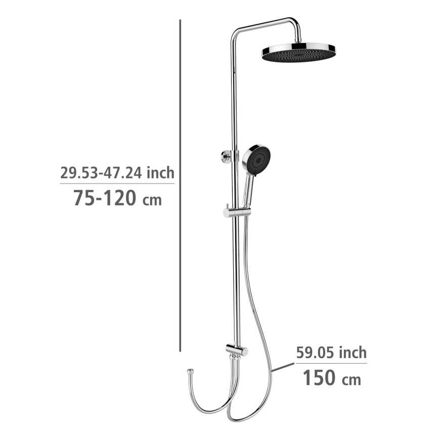 WENKO 25312100 - Suihkupylväs SOFTWATER 12x120 cm kiiltävä kromi