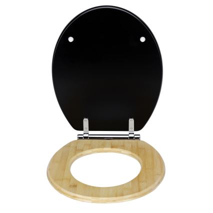 WENKO 25772100 - WC-istuinkansi BAMBUZA 37x44 cm musta/ruskea/kiiltävä kromi