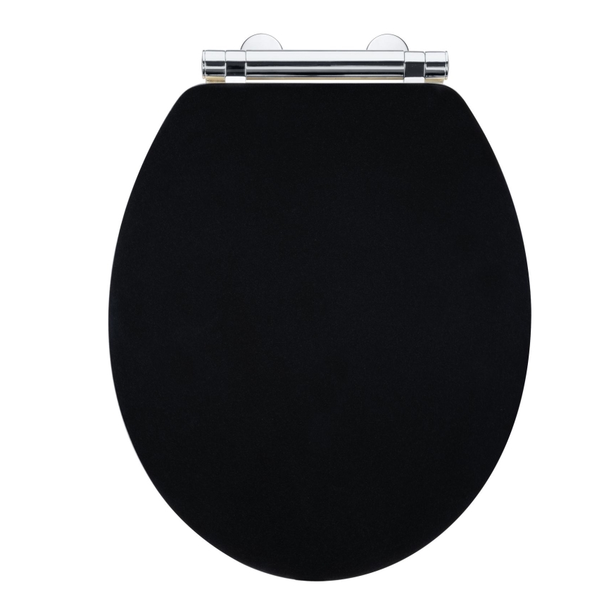 WENKO 25772100 - WC-istuinkansi BAMBUZA 37x44 cm musta/ruskea/kiiltävä kromi
