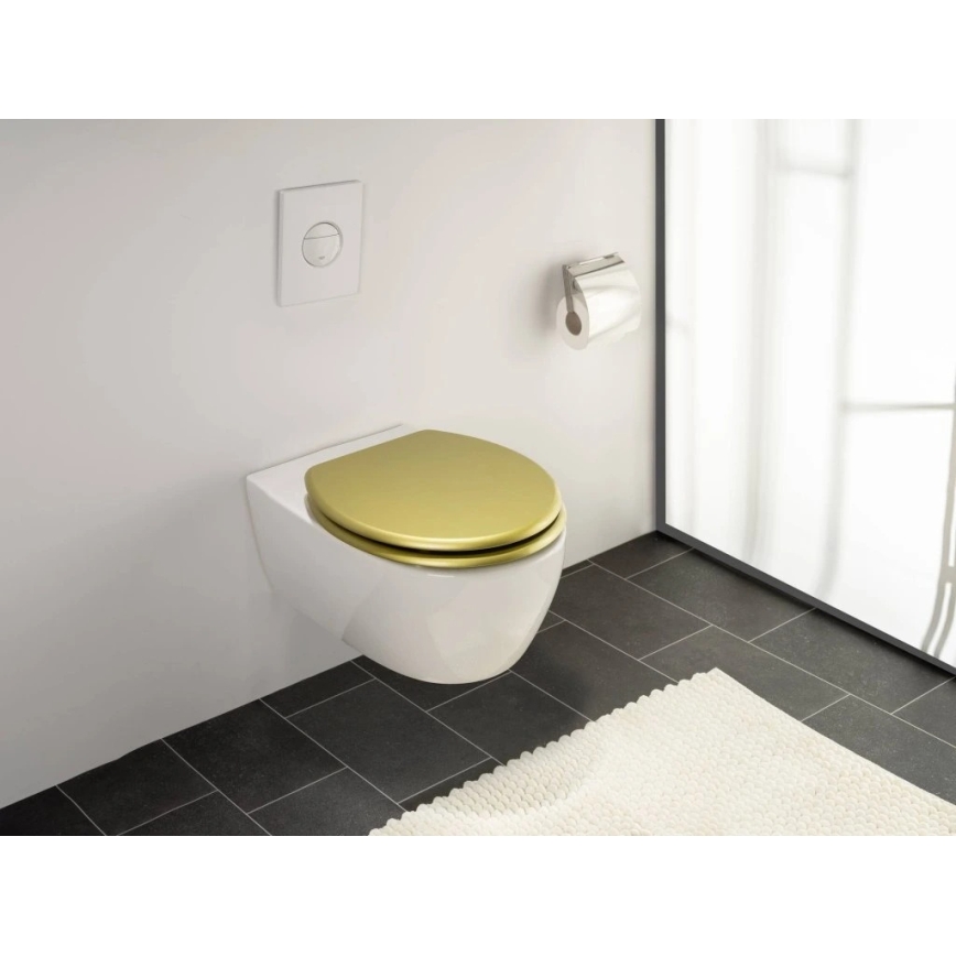 WENKO 26010100 - WC-istuimen kansi ALDENO 37x41 cm kultainen/hopeinen