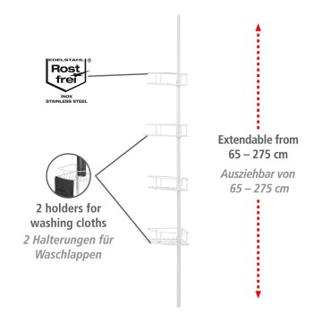 WENKO 26015100 - Kulmahylly DOLCEDO 31 x 230 cm ruostumaton teräs/valkoinen